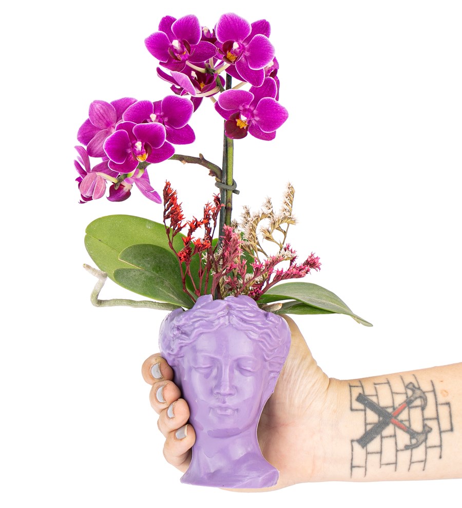 Mini Helen Serisi Tek Dal Orkide Tasarım - Lila