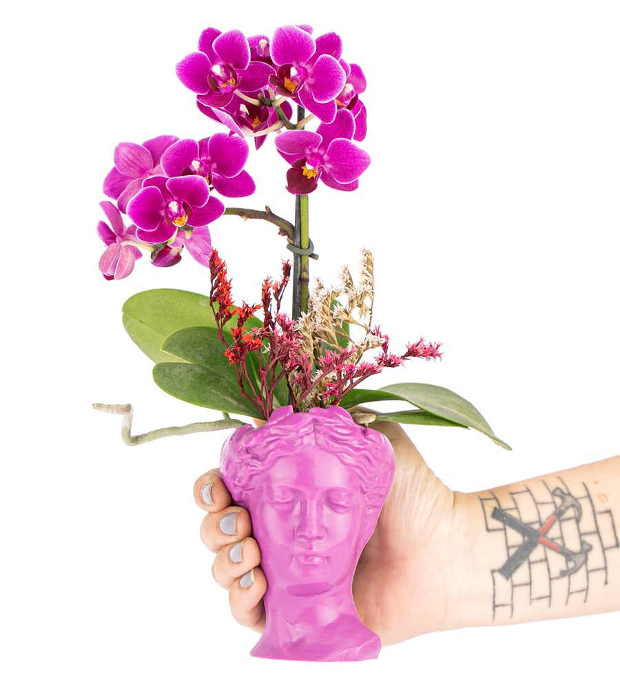 Mini Helen Serisi Tek Dal Orkide Tasarım - Fuşya Pembe