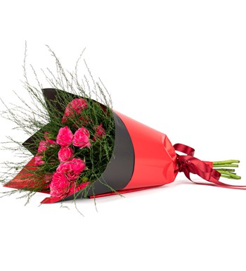 You are My Flower - 5 Dal Fuşya Pembe Mini Gül Buketi 
