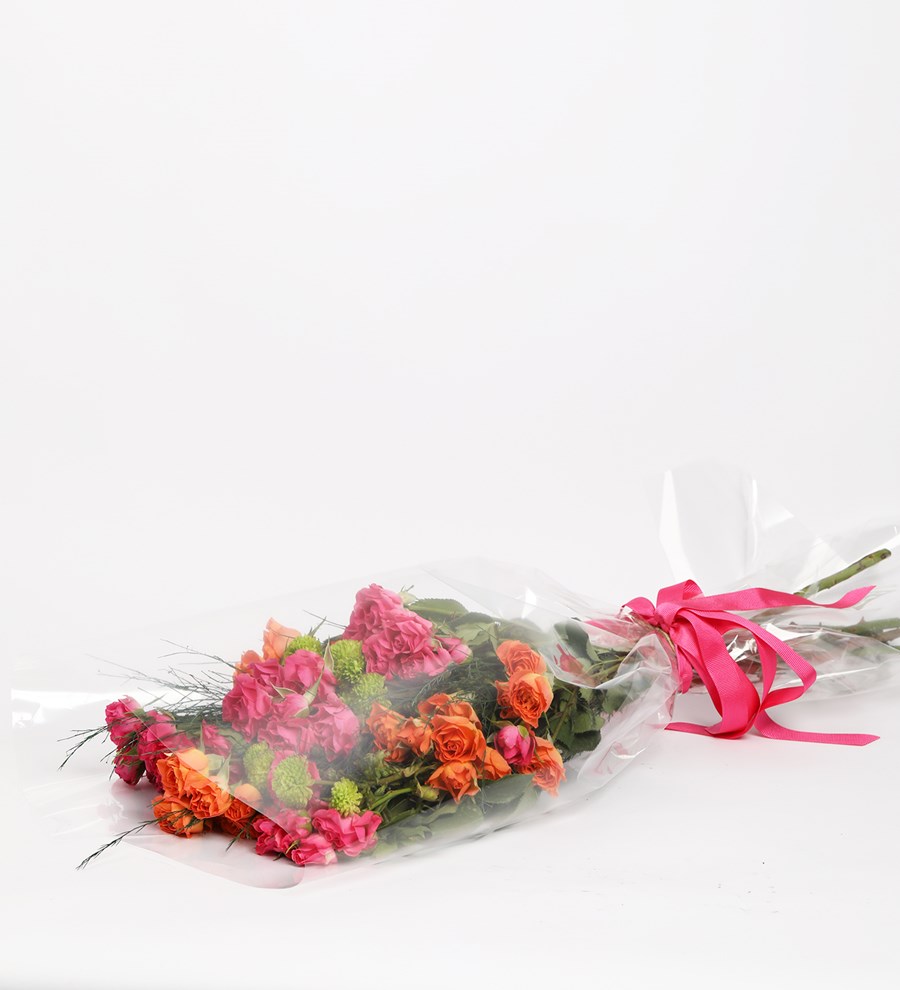 You are My Flower Fuşya-Turuncu Buket Tasarım
