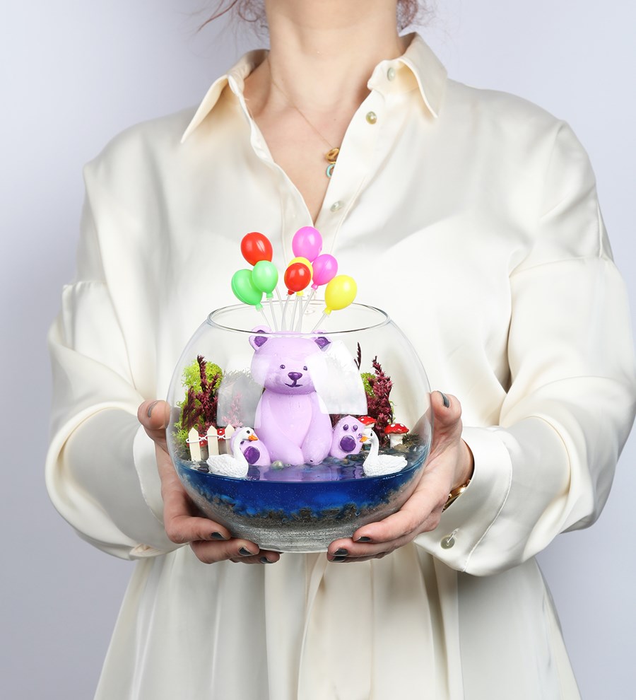 Sevimli Ayıcıklı Balonlu Teraryum