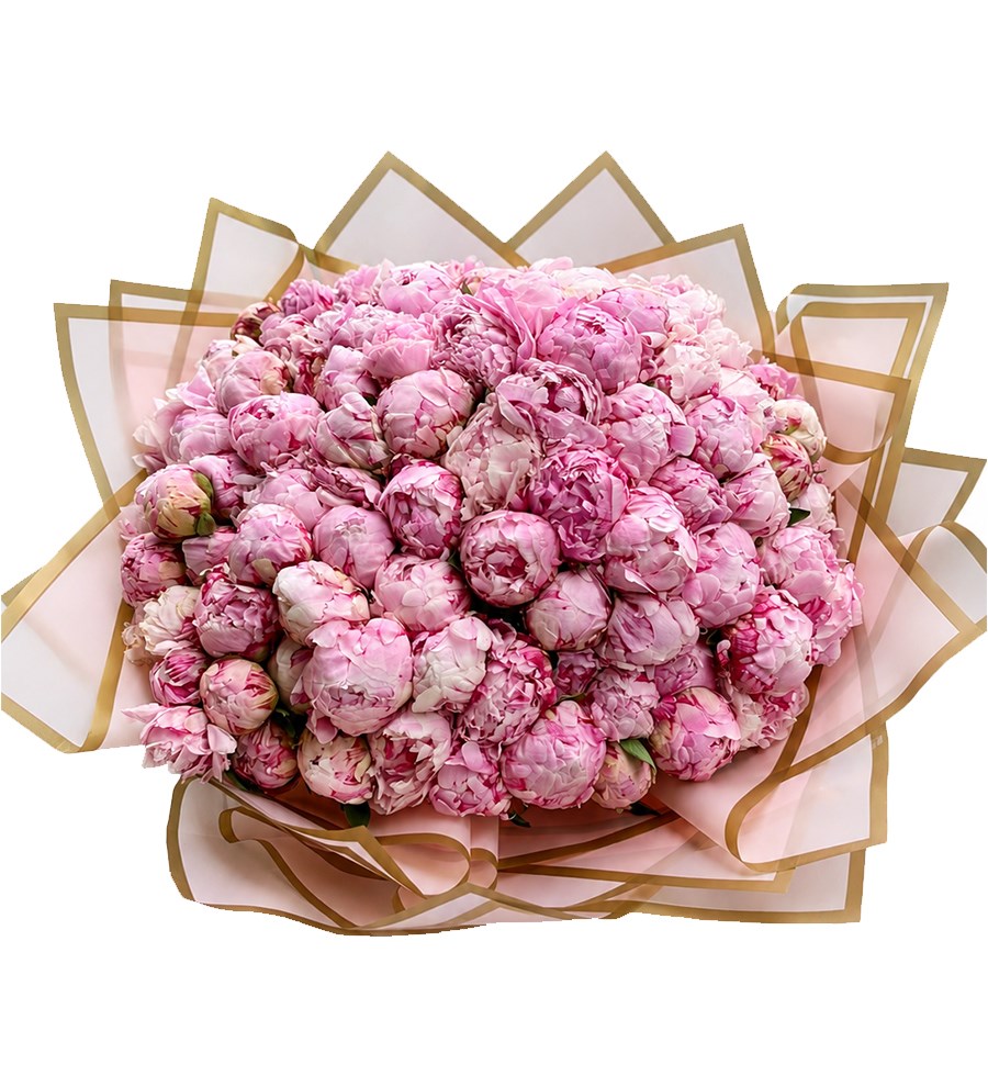 101'li Pembe Şakayık Buketi