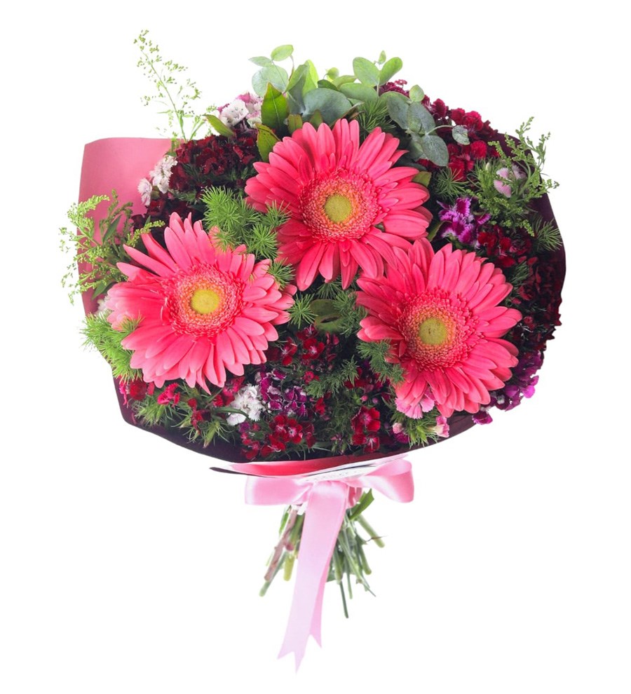 Pembe Gerbera Ve Hüsnüyusuf Buketi