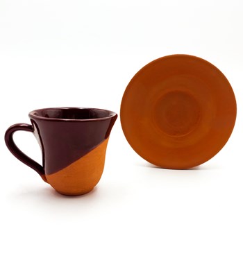 Lilyana Flowers - Sevgililer Günü Temalı Çömlek Fincan Takımı & Çiçek Mum & Çubuk Tütsü & Mehmet Efendi Türk Kahvesi Hediye Seti