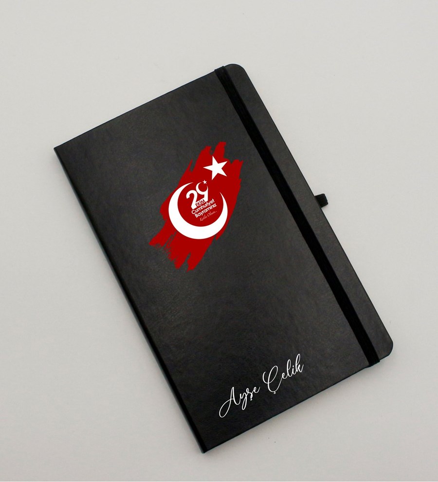 Kişiye Özel 29 Ekim Baskılı Siyah Defter