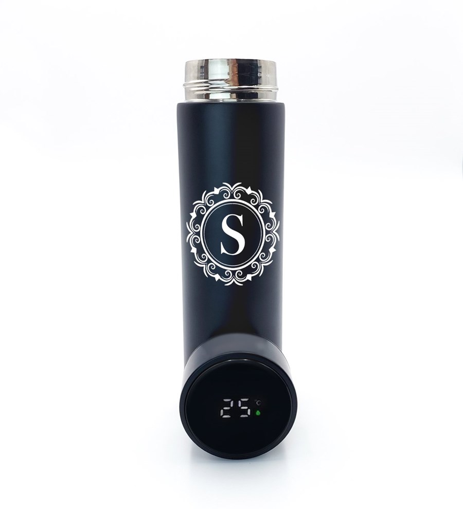 Kişiye Özel Siyah 500 ML Dereceli Termos