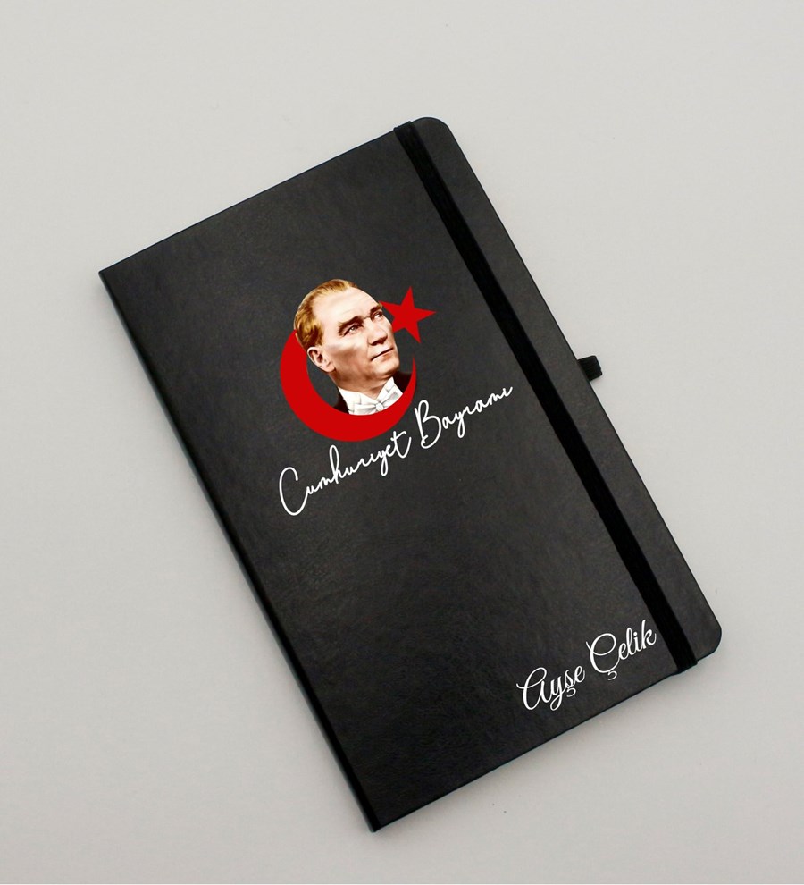 Kişiye Özel Cumhuriyet Bayramı Baskılı Siyah Defter
