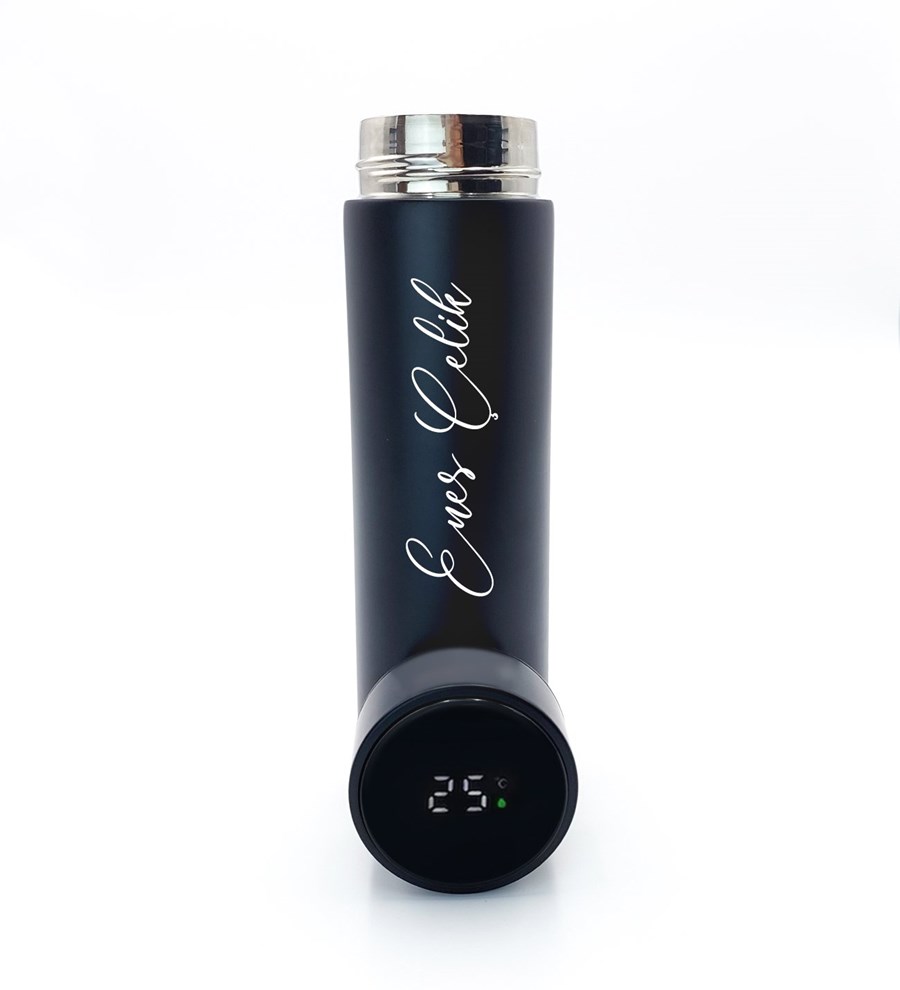 Kişiye Özel Siyah 500 ML Dereceli Termos