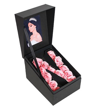 Box Canlı Pembe Güller - Kişiye Özel