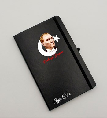 Kişiye Özel Cumhuriyet Bayramı Baskılı Siyah Defter