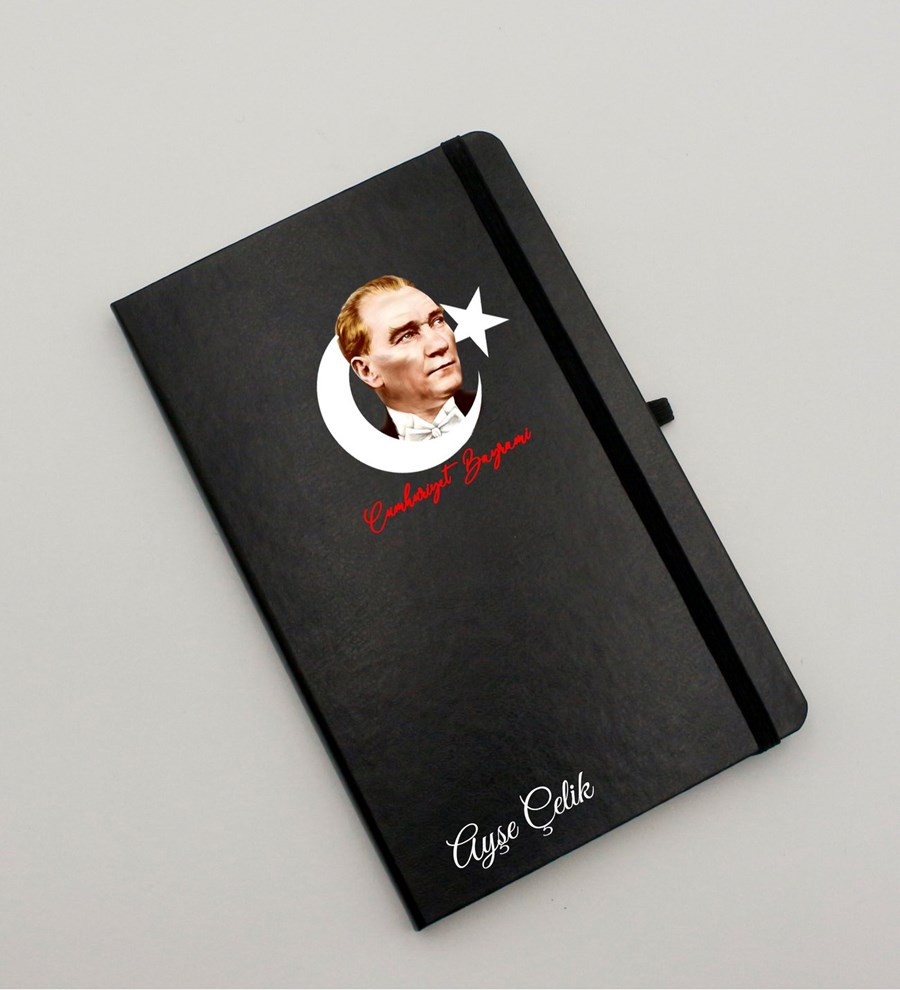 Kişiye Özel Cumhuriyet Bayramı Baskılı Siyah Defter
