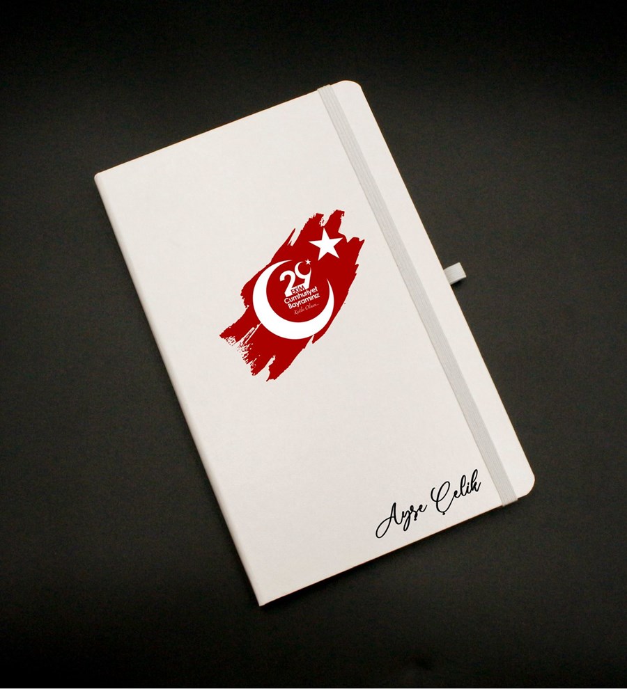 Kişiye Özel 29 Ekim Baskılı Beyaz Defter