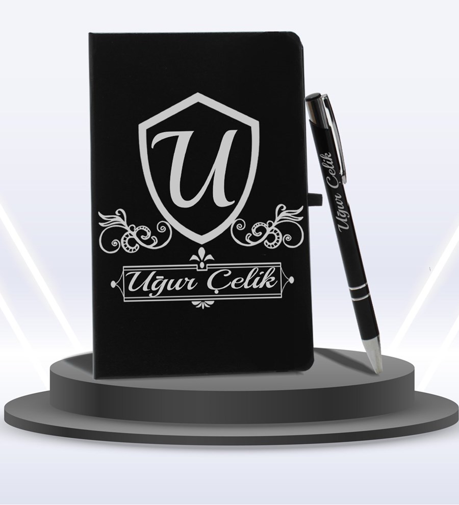 Kişiye Özel Siyah Ajanda Defter & Siyah Kupa & Roller Kalem & Cam Suluk & Starbucks Caffe Mocha Hediye Seti