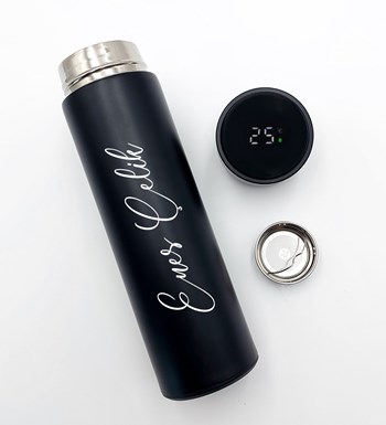 Kişiye Özel Siyah 500 ML Dereceli Termos