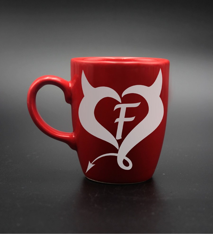 Sevgililer Gününe Özel, Kişiye Özel Kalp Baskılı Kırmızı Kupa & Aşk Zili & Kırmızı Kadın Cüzdanı Hediye Seti (Model 1)