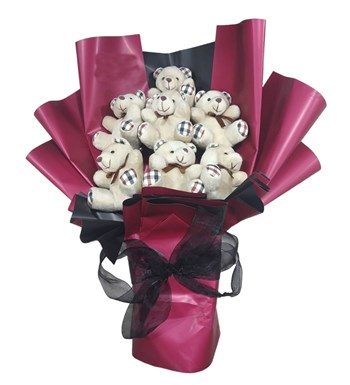 Teddy Bear Ayıcık Buketi Bordo