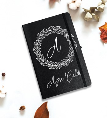 Kişiye Özel Defter & Kalem Hediye Seti (Siyah)