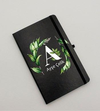 Kişiye Özel Siyah Defter & Kişiye Özel Siyah Tükenmez Kalem Hediye Seti