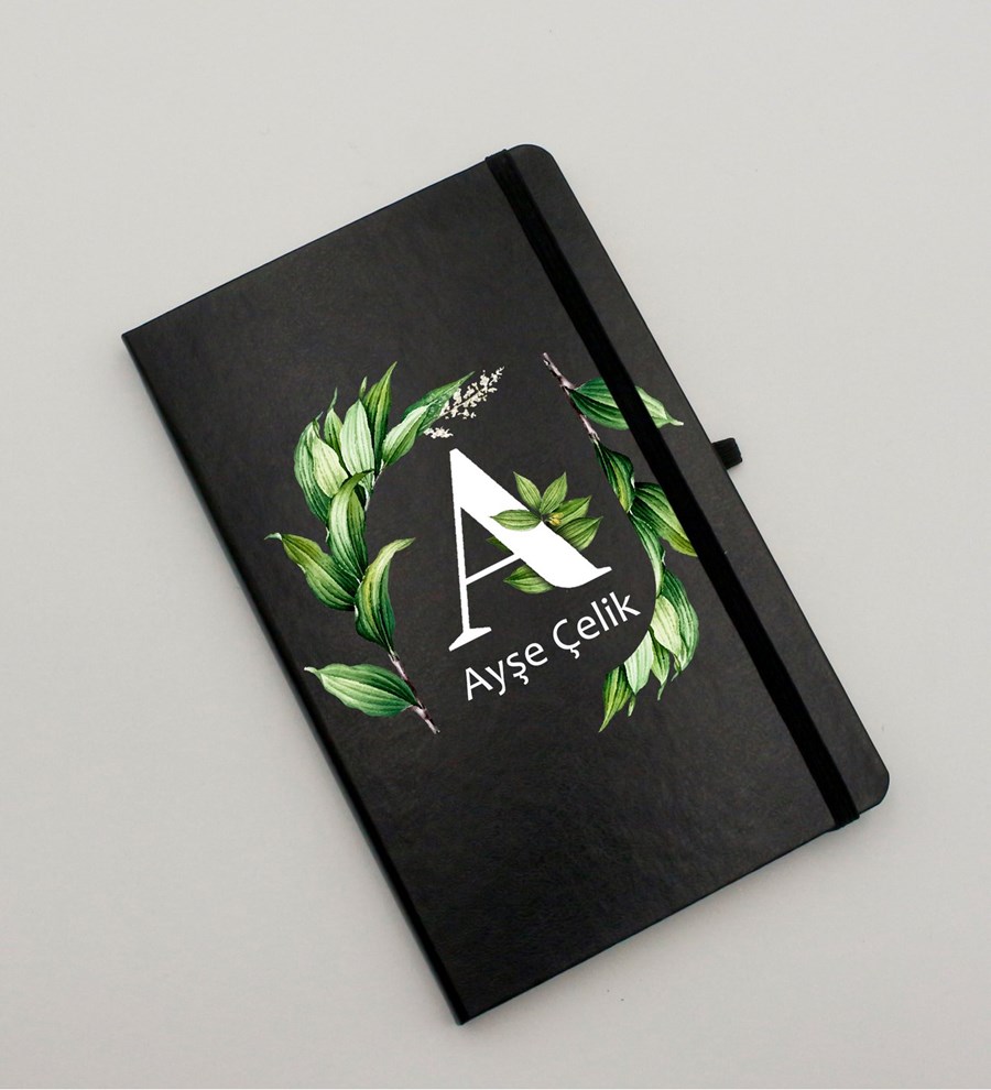 Kişiye Özel Siyah Defter & Kişiye Özel Siyah Tükenmez Kalem Hediye Seti