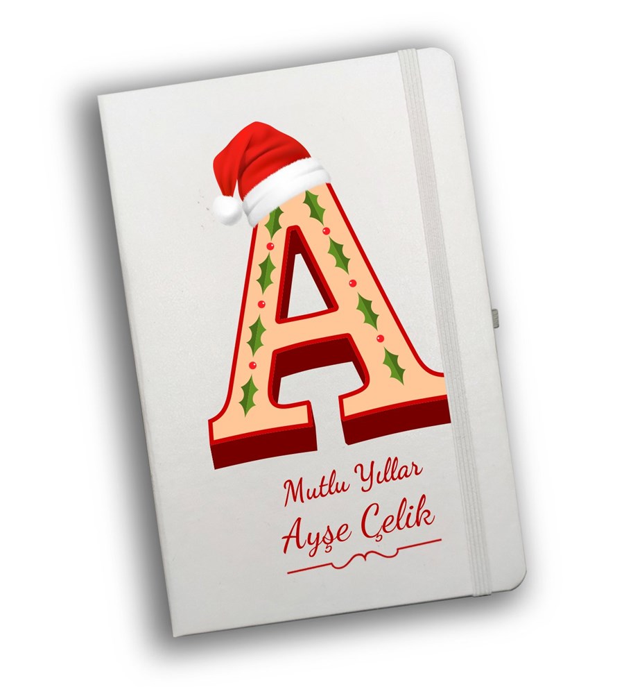 Kasa İçerisinde Kişiye Özel Beyaz Defter & Beyaz Kupa & Beyaz Fincan & Kardan Adam & Bubble Mum Hediye Seti