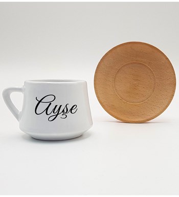 Kişiye Özel Bambu Tabaklı Beyaz Fincan & Makyaj Aynası & Tarak & Pastel Oje & Arko Nem Soft Touch & Melek Kolye & Sabun Hediye Seti