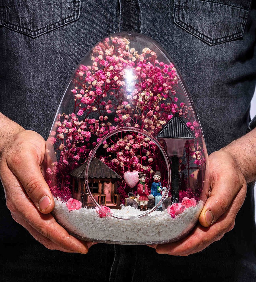 Teraryum Işıklı Pembe Aşk Bahçesi