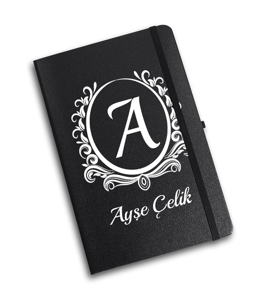Kişiye Özel Siyah Defter & French Press & Siyah Kupa & Siyah Kalem Hediye Seti