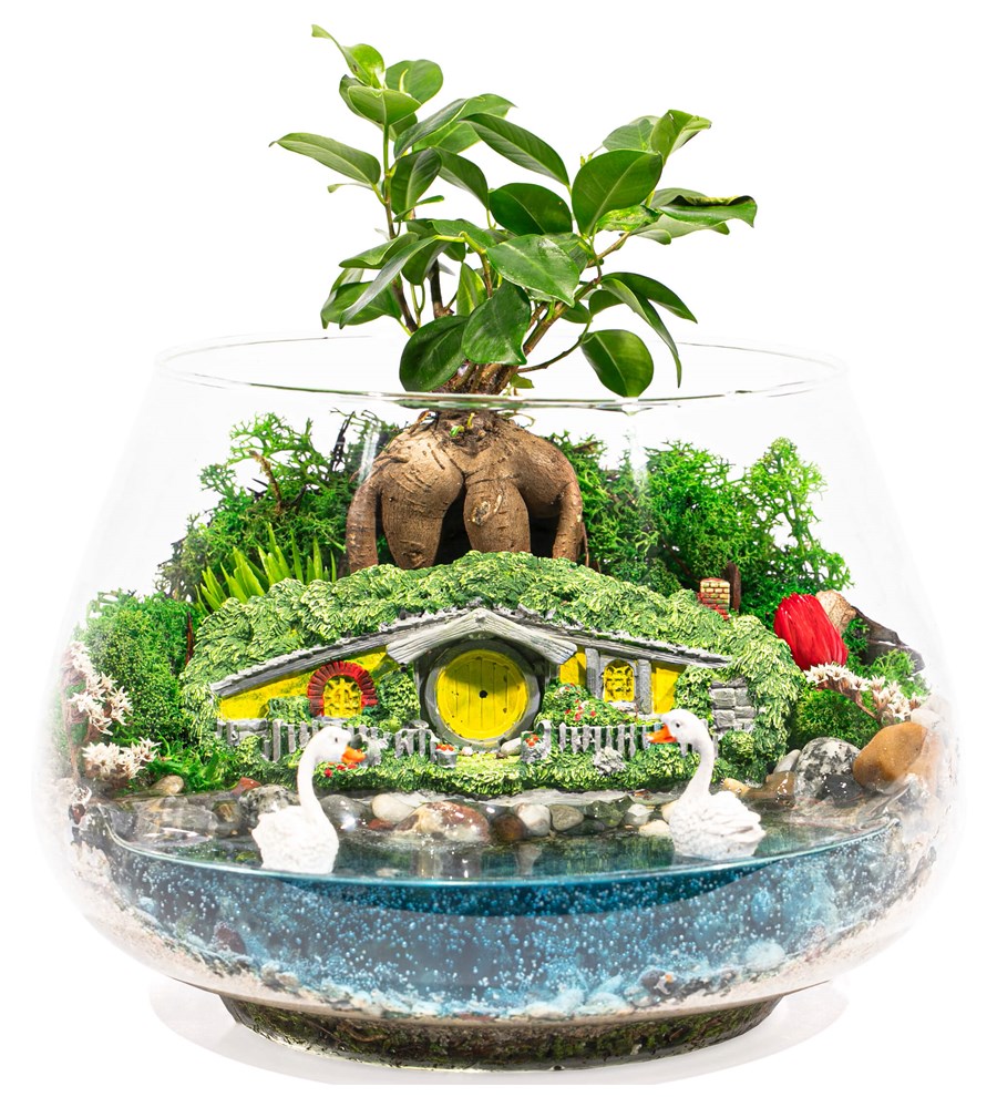 Shire Serisi Huzurlu Hobbit Bahçesi Bonsai Göl Evi Teraryum - Oslo