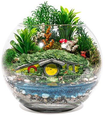 Shire Serisi Hobbit Bahçesi Yapay Göl Evi Teraryum