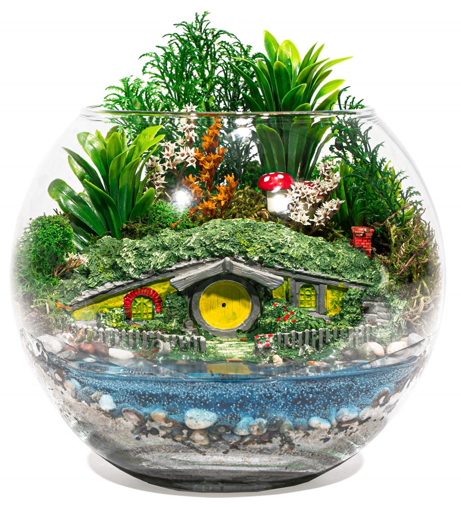 Shire Serisi Hobbit Bahçesi Yapay Göl Evi Teraryum