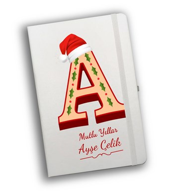 Hasır Sepetli Kişiye Özel Beyaz Defter & Beyaz Kupa & Metal Kutulu Mum Hediye Seti