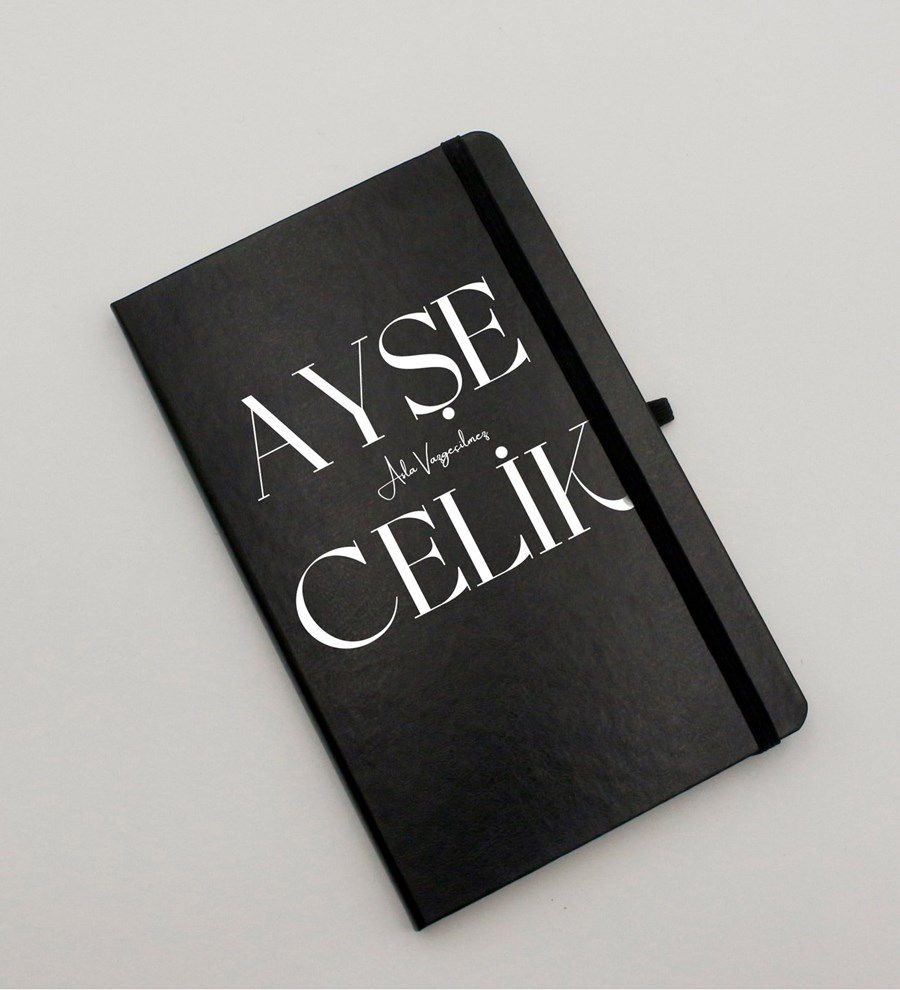 Kişiye Özel Siyah Defter &Kişiye Özel  Desenli Mavi Fincan &Kişiye Özel  Siyah Roller Kalem & Mehmet Efendi Türk Kahvesi Hediye Seti