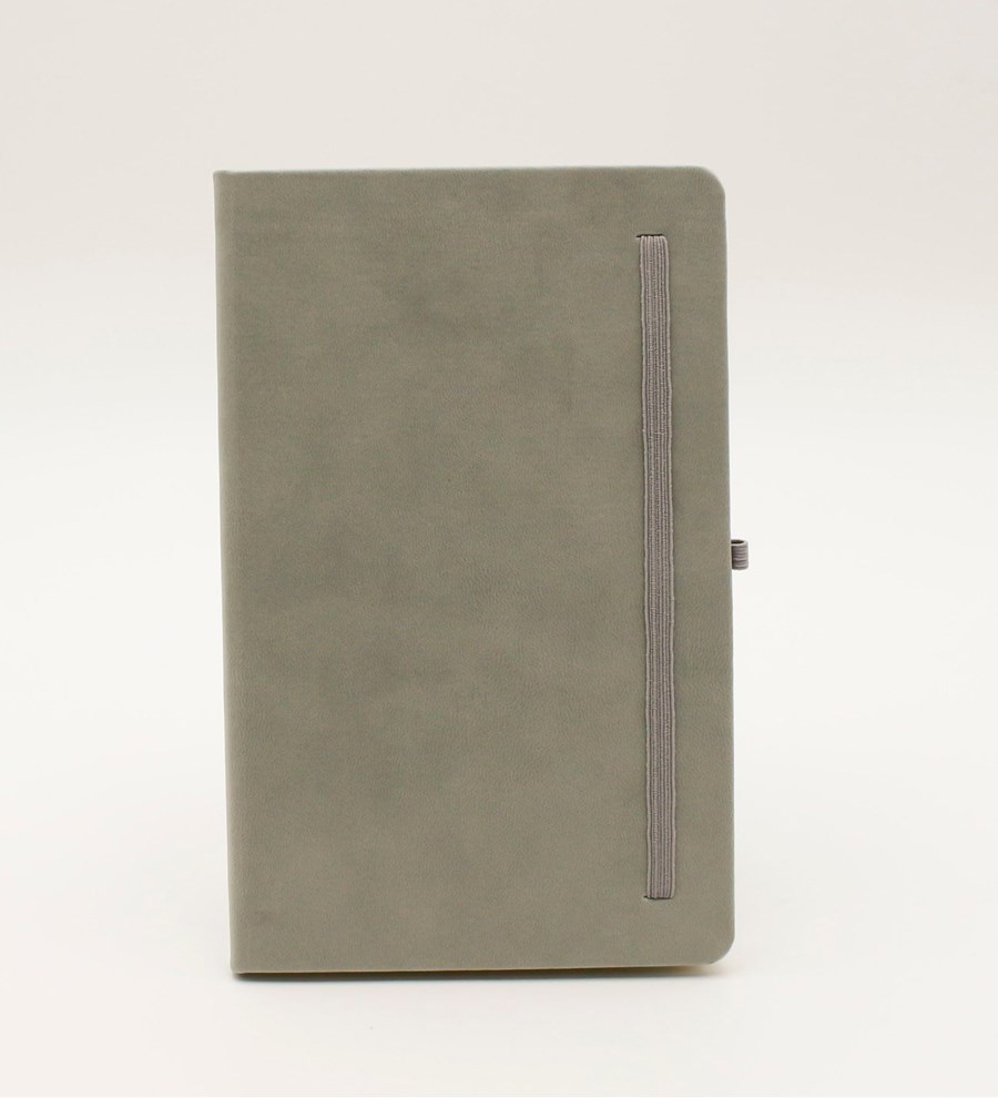 Gri Defter & Kılıflı KromTermos & Gri Kenarlı Kupa & Beyaz Roller Kalem Hediye Seti