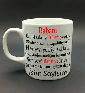 Babalar Gününe Özel Babam Tasarımlı Kişiye Özel Kupa & Cüzdan & Kartlık & Kemer Hediye seti