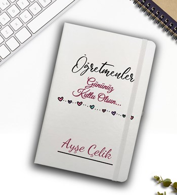 Kişiye Özel Beyaz Defter & Pembe Fincan & Pembe Mum & Mehmet Efendi Türk Kahvesi Hediye Seti