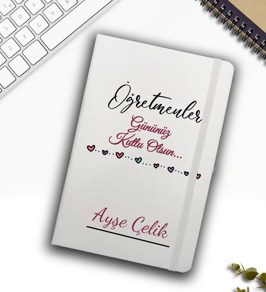 Kişiye Özel Beyaz Defter & Pembe Fincan & Pembe Mum & Mehmet Efendi Türk Kahvesi Hediye Seti