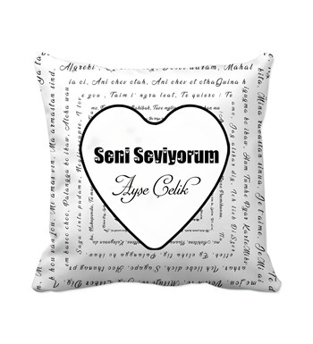 Anneler Gününe Özel Tasarımlı Beyaz Yastık & Kişiye Özel Simli Gold Kupa & Metal Kutulu Mum & Mehmet Efendi Türk Kahvesi Hediye Seti