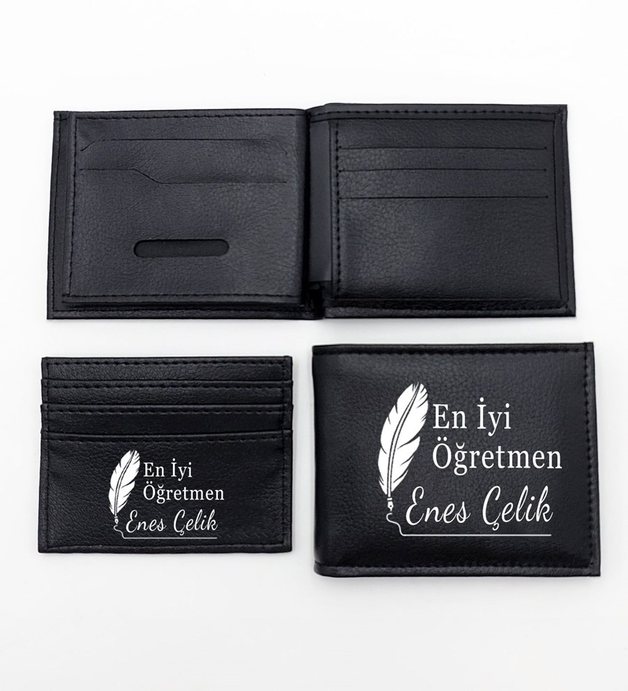 Öğretmenler Günü Temalı Kişiye Özel Cüzdan & Kartlık & Anahtarlık & Kalem Hediye Seti
