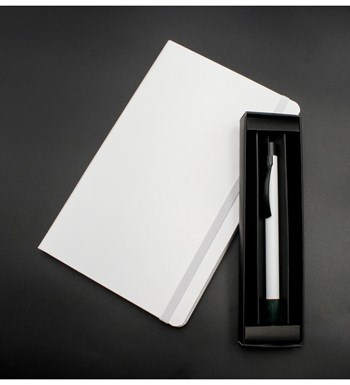 Beyaz Defter & Beyaz Tükenmez Kalem Hediye Seti