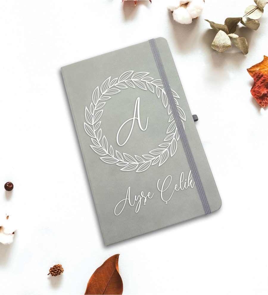 Kişiye Özel Defter & Kalem Hediye Seti (Gri)