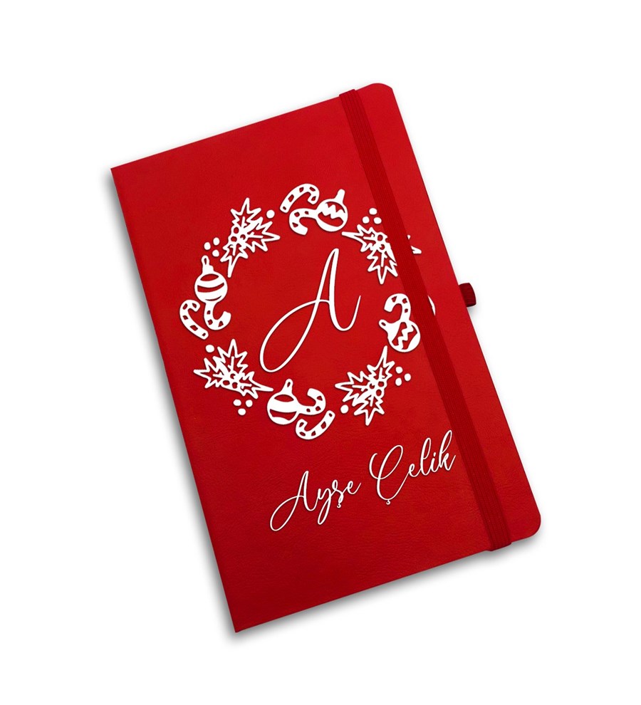 Yılbaşı Temalı Kırmızı Defter & Kardan Adam & Kırmızı Kupa & Kırmızı Kalem Hediye Seti