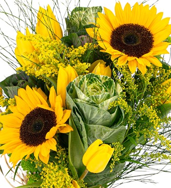 You are My Flower Sarı Lale ve Ayçiçeği Tasarım