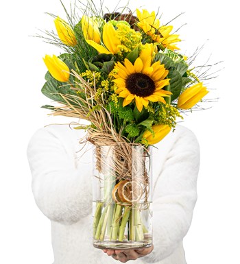 You are My Flower Sarı Lale ve Ayçiçeği Tasarım