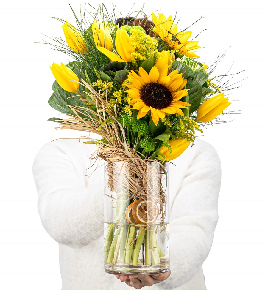 You are My Flower Sarı Lale ve Ayçiçeği Tasarım