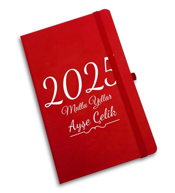 Kasa İçerisinde Su Matarası & Kişiye Özel Kırmızı Defter & Kardan Adam & Kalem & Mum Hediye Seti