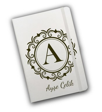 Kişiye Özel Beyaz Defter & Haki Çay Fincanı & Haki Kahve Fincanı & Kalem Hediye Seti