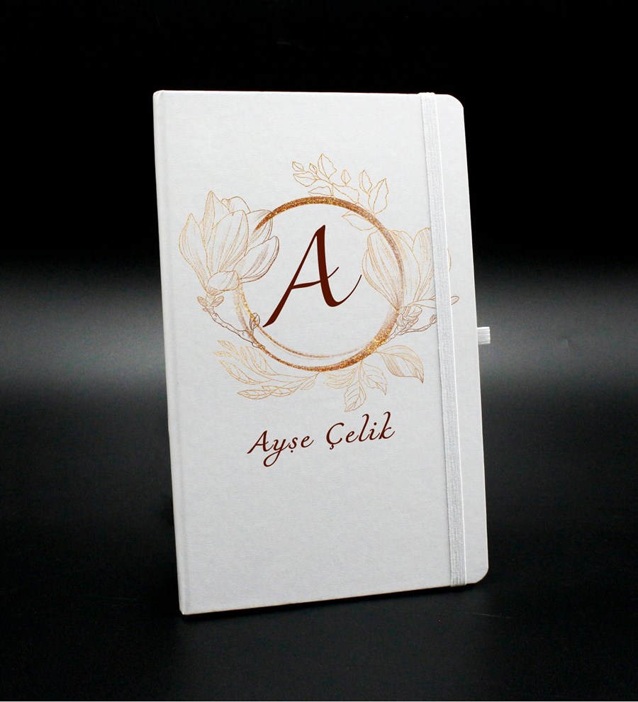 Kişiye Özel Beyaz Defter & Kişiye Özel Beyaz Tükenmez Kalem Hediye Seti