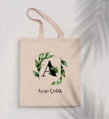 Kişiye Özel Baş Harf Tasarımlı Kanvas Çanta