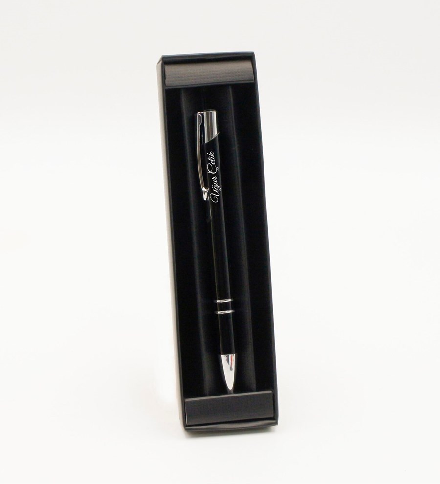Kişiye Özel Yılbaşı Temalı Siyah Defter & Siyah Roller Kalem