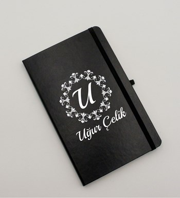 Kişiye Özel Siyah Defter& Siyah Bardak Termos & Cüzdan &Kalem Hediye Seti